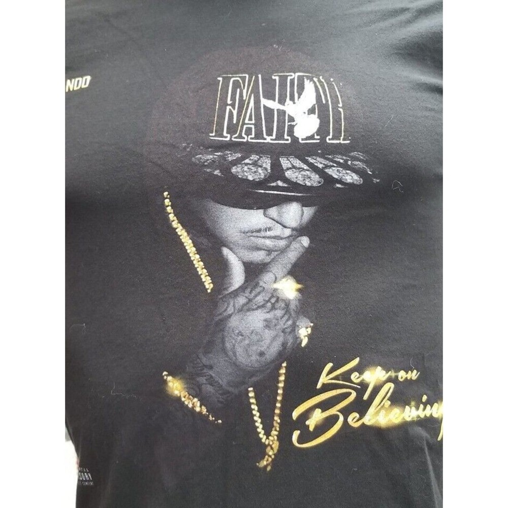 Fernando Saucedo Black T-Shirt Rap Size Small Faith Keep On Believing Hip Hop